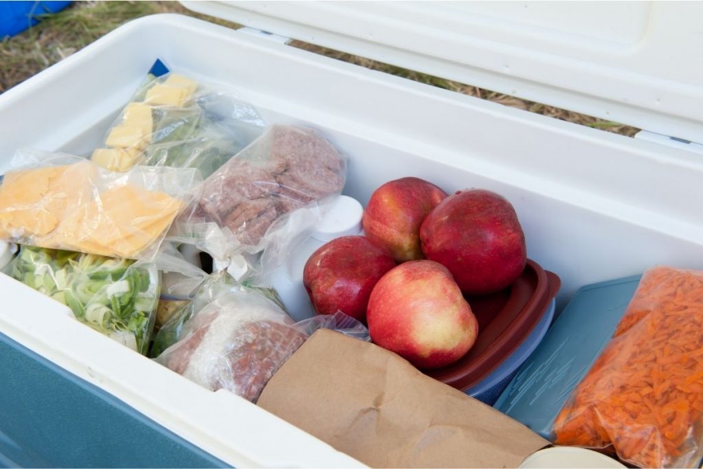 cooler packed with salad